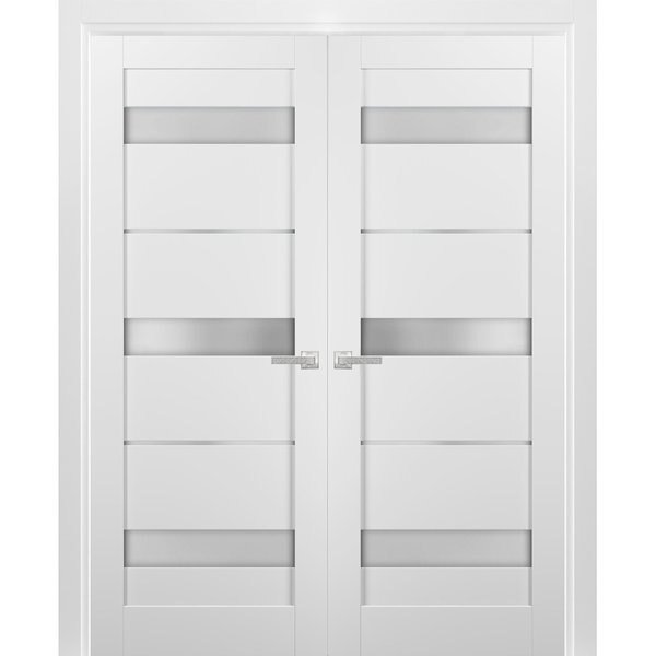 Double Pocket Interior Door, 60" x 84", White, Sartodoors, Mfr#: QUADRO4055DD-WS-6496