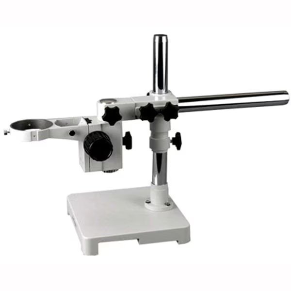 White Single Arm Boom Stand for Stereo Microscopes - Steel Arm, Tube Mount , 76mm Focus Block, Amscope, Mfr#: SAW