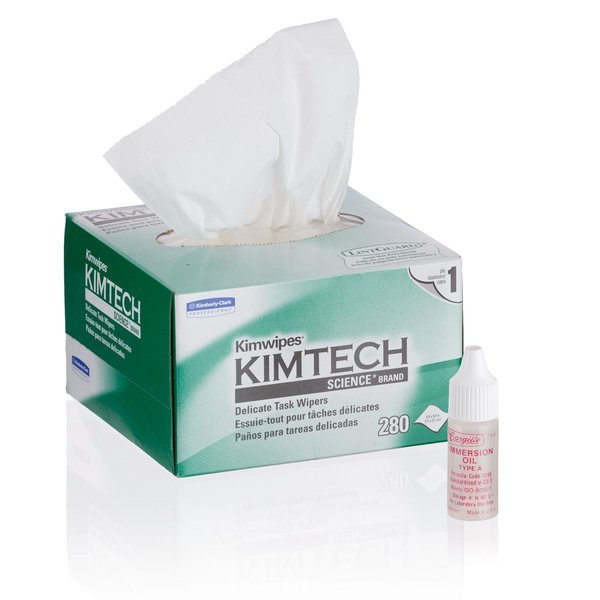 Microscope Maintenance Kit - Ultra-low Viscosity Immersion Oil and Kimwipes Wipers, Amscope, Mfr#: MLA-KIM