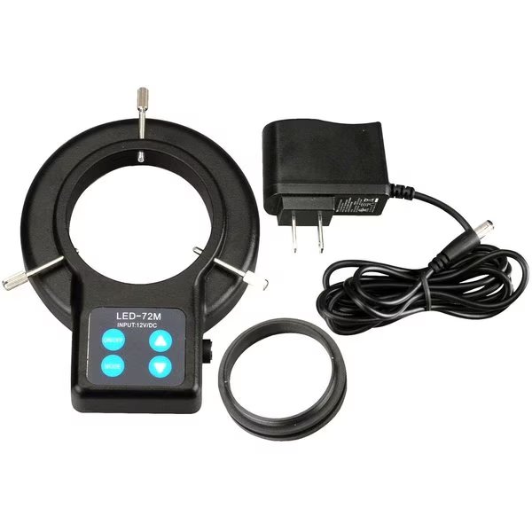 72 LED Compact Four-Zone Microscope Ring Light with Adapter, Amscope, Mfr#: LED-72AM