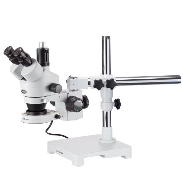 7X-45X Trinocular Single-Arm Boom Stereo Microscope, 80-LED Ring Light, 5MP USB 2 C-mount Camera, Amscope, Mfr#: SM-3T-80S-5M