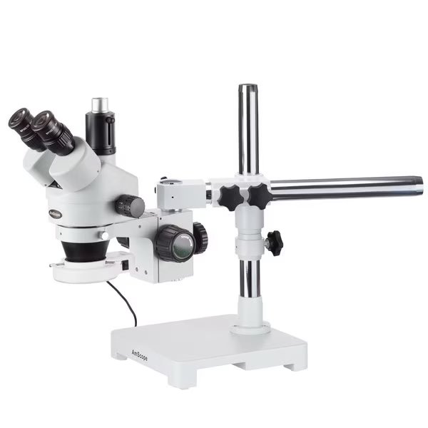 3.5X-45X Boom Stand Trinocular Zoom Stereo Microscope, 54 LED Light, Amscope, Mfr#: SM-3TX-54S
