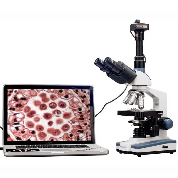 2000X LED Lab Trinocular Compound Microscope w 3D Mechanical Stage, 10MP Camera, Amscope, Mfr#: T120B-10M