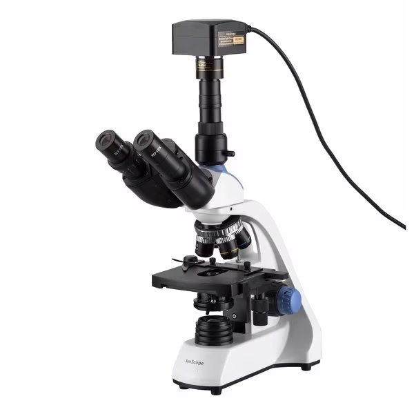 40X-2500X LED Trinocular Compound Microscope w 3D Two-Layer Mechanical Stage With 5MP USB 3 Camera, Amscope, Mfr#: T250C-5M3