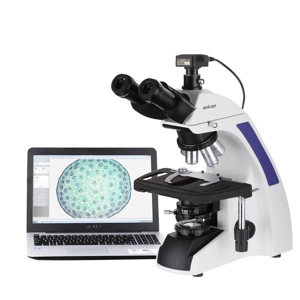 40X-1000X Plan Infinity Kohler Laboratory Trinocular Compound Microscope & 5MP USB 3 Camera, Amscope, Mfr#: T720-5M3
