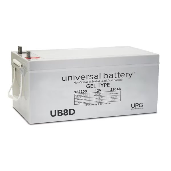 Sealed Lead Acid Battery, 12 V, 220Ah, UB8D, L4 L Type Tab Terminal, GEL Type, Upg, Mfr#: 40702