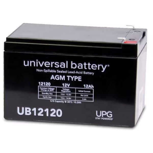 Sealed Lead Acid Battery, 12 V, 12Ah, UB12120, F1 Faston Tab Terminal, AGM Type, Upg, Mfr#: D5744