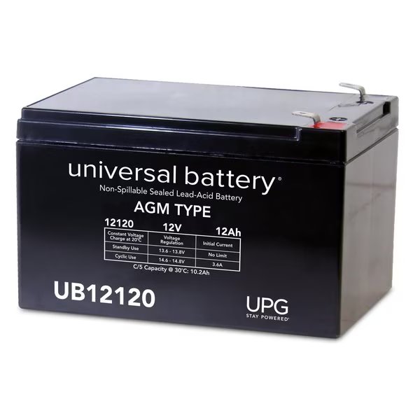 Sealed Lead Acid Battery, 12 V, 12Ah, UB12120, F2 Faston Tab Terminal, AGM Type, Upg, Mfr#: D5775