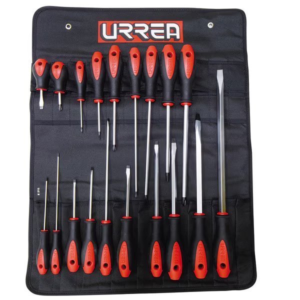 Bimaterial Screwdriver, Set of 19Pc., Urrea, Mfr#: 8600E