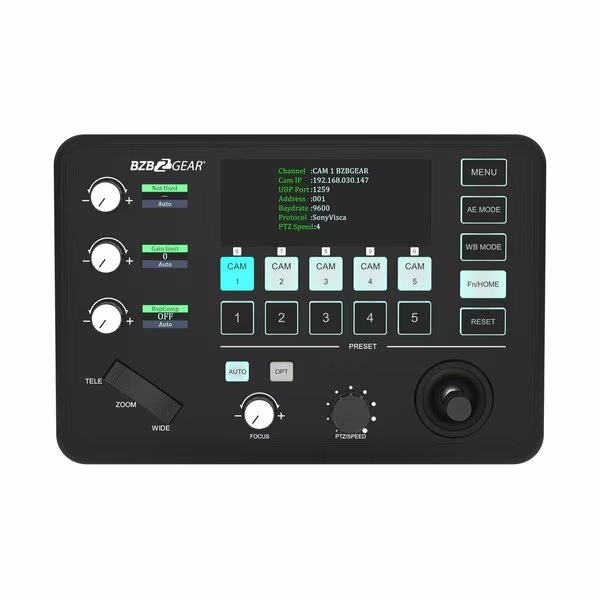 Universal Compact Serial and IP PTZ Camera Joystick Controller IP/RS232/422, Bzbgear, Mfr#: BG-Commander-Jr