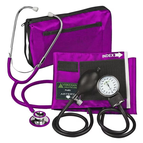 ProKit Aneroid Sphygmomanometer With Dual-Head Scope, Adult, Magenta, Veridian Healthcare, Mfr#: 02-12708