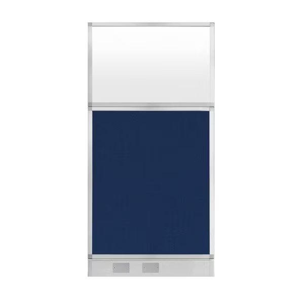Hush Panel Configurable Cubicle Partition 3' x 6' Navy Blue Fabric Frosted Window w/ Cable Channel, Versare, Mfr#: 1856303-3