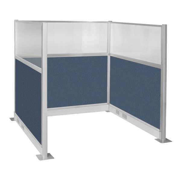 Pre-Configured Hush Panel Electric Cubicle (U Shape) 6' x 6' W/ Window Ocean Fabric, Versare, Mfr#: 1859405
