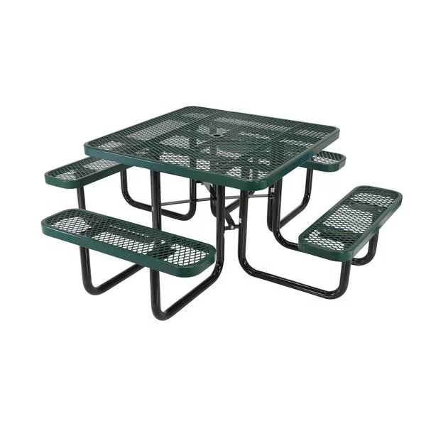 PICNIC TABLE EXP METAL SQUARE TOP 4646 GREEN, Vestil, Mfr#: PT-MX-ST-46-GN