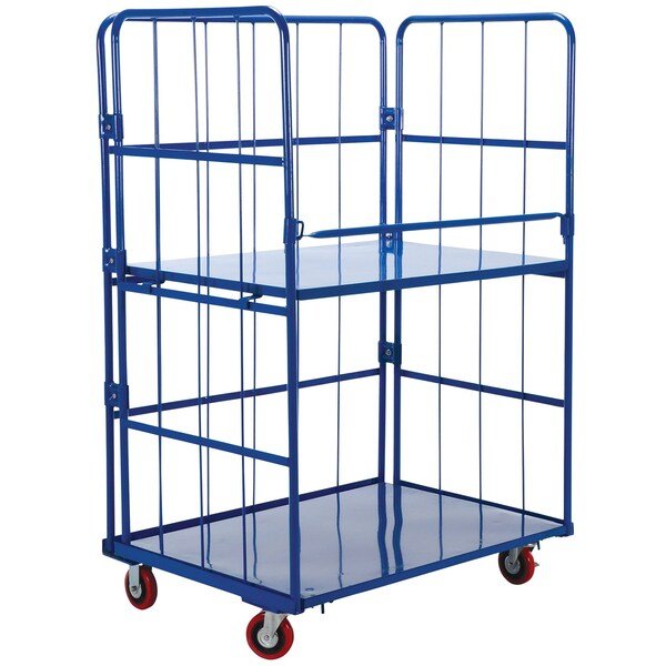 Blue Foldable/Nestable Roller Container 2 Shelf 1100lb 43.6x31.25x65.5, Vestil, Mfr#: ROL-3143-2
