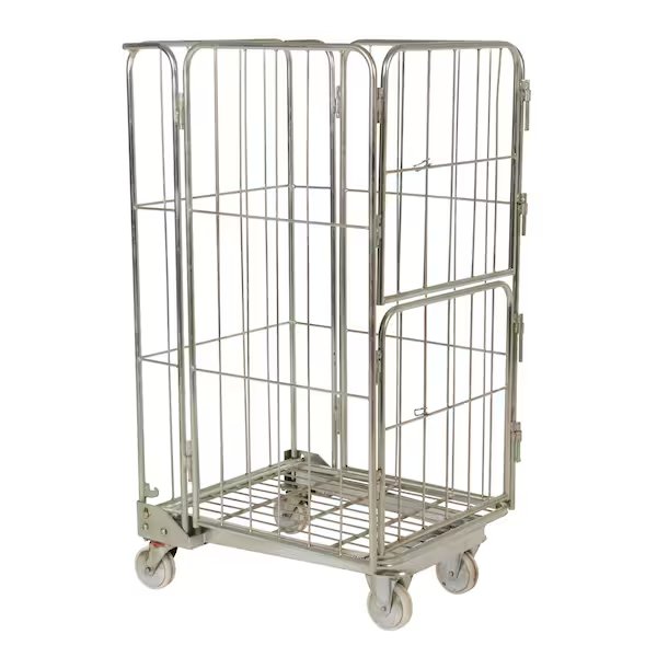 Gray Galvanized Nestable Roller Container 26.375" x 59" 660lb Capacity, Vestil, Mfr#: ROL-95