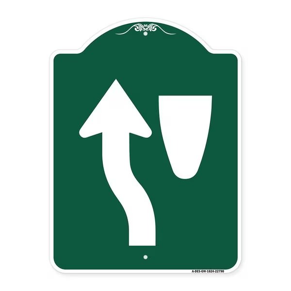 Designer Series Traffic Keep Left, Green & White Aluminum Sign, 18" x 24", GW-1824-22790, Signmission, Mfr#: A-DES-GW-1824-22790