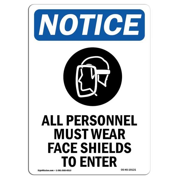 OSHA Notice, 5" Height, All Personnel Must Sign, Symbol, 5" X 3.5", Portrait, Signmission, Mfr#: OS-NS-D-35-V-10121
