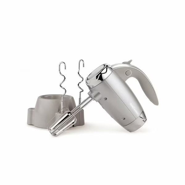 Hand Blender 7 Speed, 250 Watt Electric Mixer with Beaters and Dough Hooks, Silver, Betty Crocker, Mfr#: BC-4208S