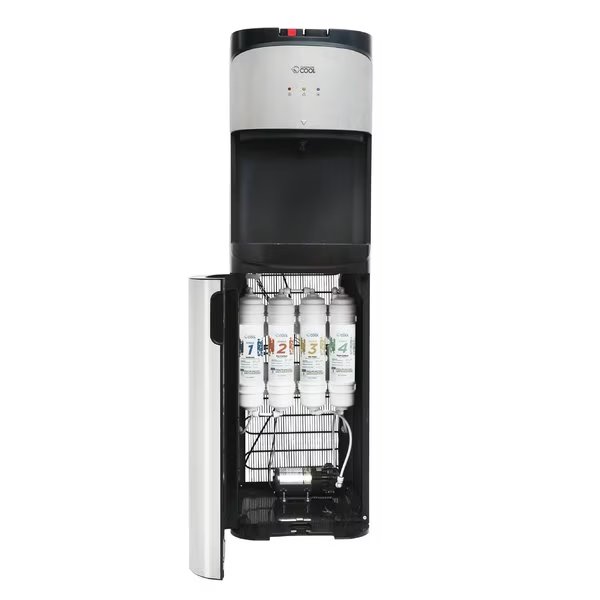 Freestanding Top Loading Water Cooler with Hot and Cold Temperature Options in Black/Silver, Commercial Cool, Mfr#: CCDC02