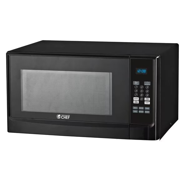 1.4 Cu.Ft.Countertop Microwave Oven, 1100 Watts, Small Compact Size, 10 Power Levels, Black, Commercial Chef, Mfr#: CHM14110B6C
