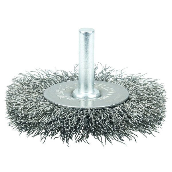 2-1/2" Wire Radial Wheel, .0118" Steel Fill, 1/4" Stem, Weiler, Mfr#: 17961