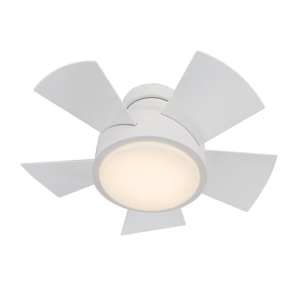 5-Blade Smart Flush Mount Ceiling Fan 26" Matte White w/3000K LED Light Kit and Remote Control, Modern Forms, Mfr#: FH-W1802-26L