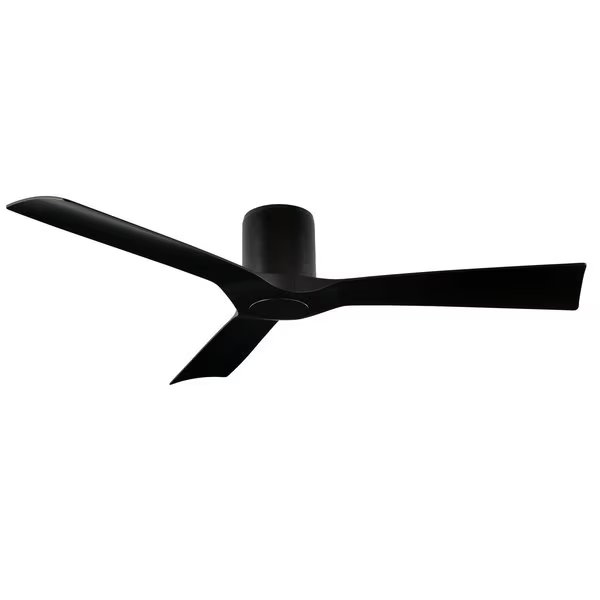 3-Blade Smart Flush Mount Ceiling Fan 54" Matte Black w/Remote Control (Light Kit Sold Separately), Modern Forms, Mfr#: FH-W1811-54