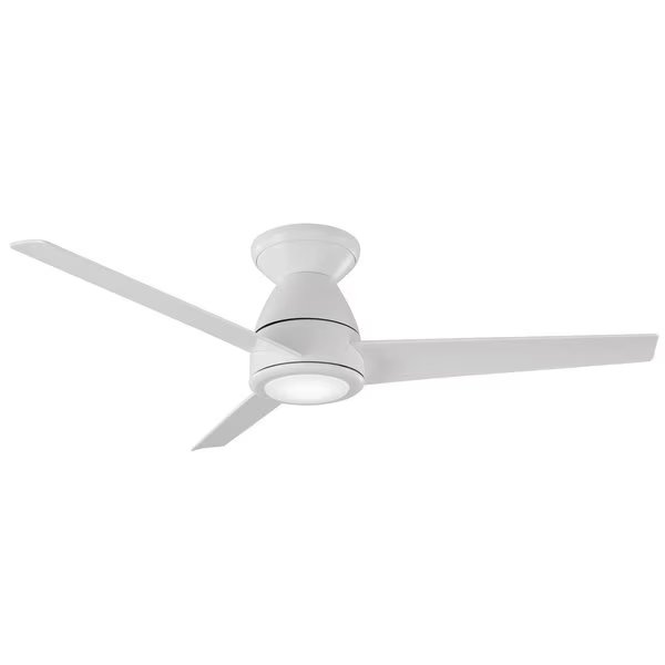 3-Blade Smart Flush Mount Ceiling Fan 44" Matte White w/3000K LED Light Kit and Remote Control, Modern Forms, Mfr#: FH-W2004-44L