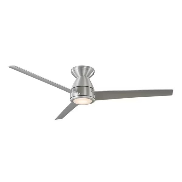 3-Blade Smart Flush Mount Ceiling Fan 52" Brushed Aluminum w/3000K LED Light Kit and Remote Control, Modern Forms, Mfr#: FH-W2004-52L