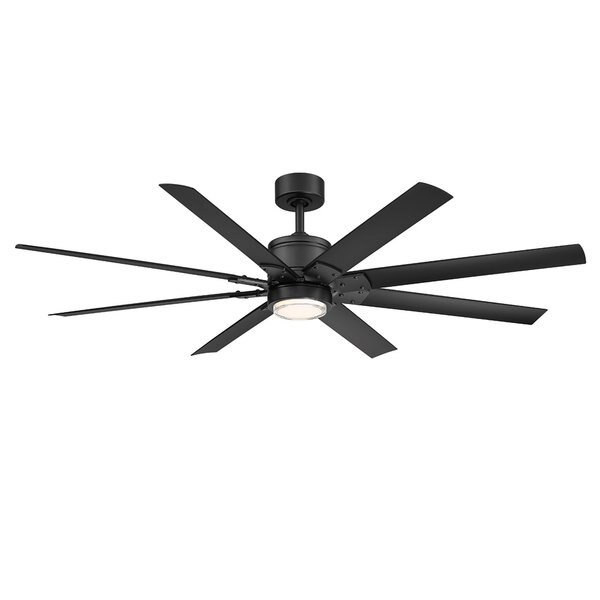 Renegade 8-Blade Smart Ceiling Fan 66in Matte Black with 3000K LED Light Kit and Remote Control, Modern Forms, Mfr#: FR-W2001-66L