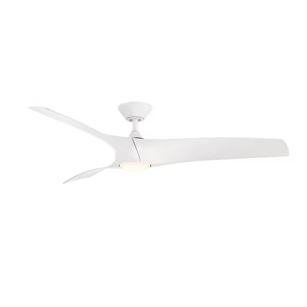 Zephyr 3-Blade Smart Ceiling Fan 52in Matte White with 3000K LED Light Kit and Remote Control, Modern Forms, Mfr#: FR-W2003-52L
