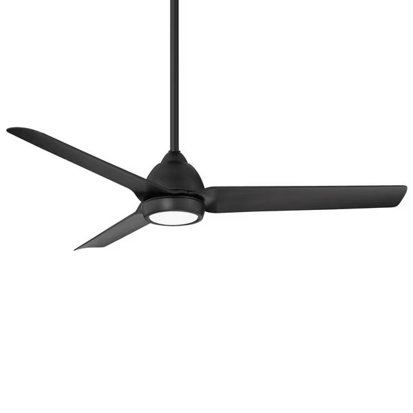 Mocha 3-Blade Smart Ceiling Fan 54in Matte Black with 3000K LED Light Kit and Remote Control, Wac, Mfr#: F-001