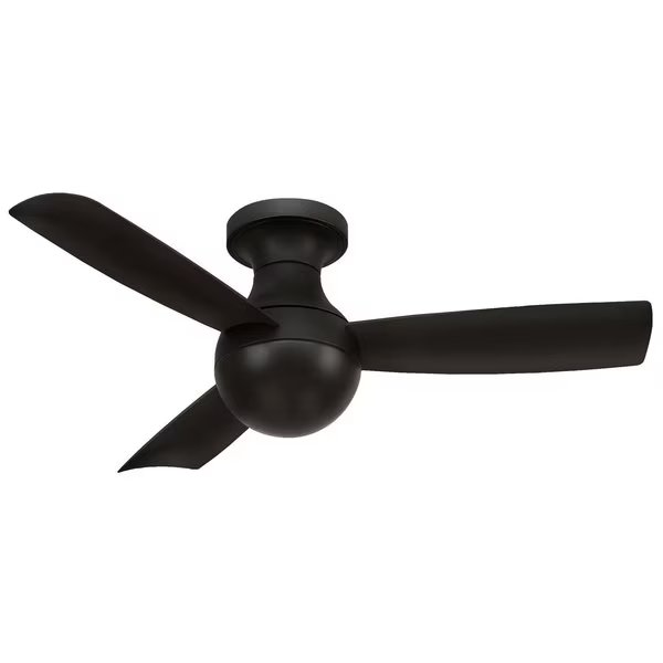 Orb Indoor and Outdoor 3-Blade Smart Flush Mount Ceiling Fan 44in Matte Black with Remote Control, Wac, Mfr#: F-004
