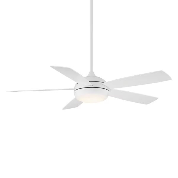 Odyssey 5-Blade Smart Ceiling Fan 54in Matte White with 3000K LED Light Kit and Remote Control, Wac, Mfr#: F-005
