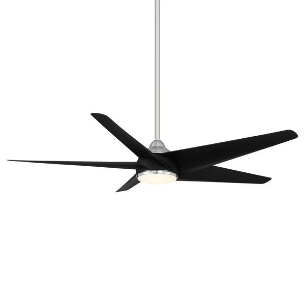5-Blade Smart Ceiling Fan 60" Brushed Nickel Black w/3000K LED Light Kit and Remote Control, Wac, Mfr#: F-071L