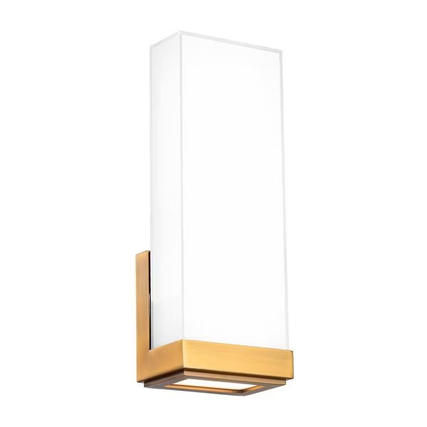 Coltrane 14in LED Wall Sconce 3-CCT 2700K-3000K-3500K Set to 3000K in Aged Brass, Dweled, Mfr#: WS-431
