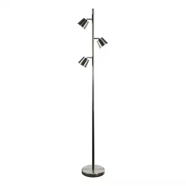 3 Light 15W  Led Floor Lamp, Satin Chrome Finish, 473356