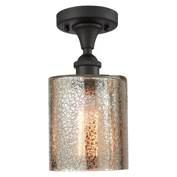 1 Light Cobbleskill 5In. Oiled Rubbed Bronze Semi-Flush Mount With Mercury Glass, 510584