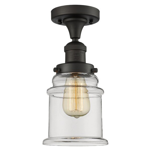 1 Light Canton 6.5In. Oiled Rubbed Bronze Semi-Flush Mount With Clear Glass, 510827