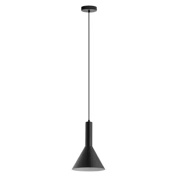 One Light Mini Pendant W/ Black Exterior And White Interior Finish