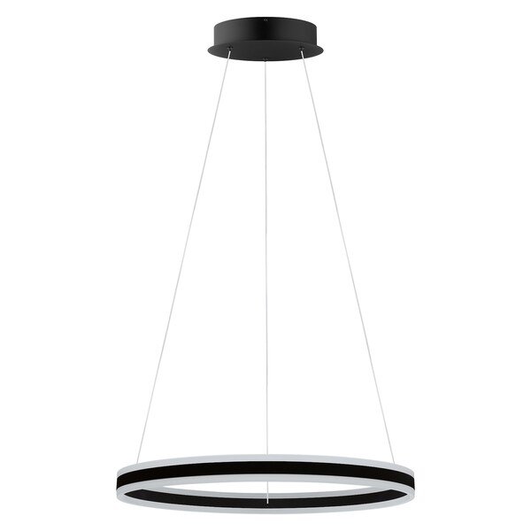 2 Lights Led Round Open Pendant W/ Black Finish & White Acrylic
