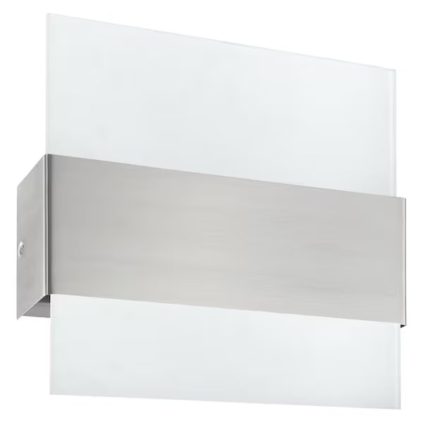 2 Lights Led Wall Light W/ Matte Nickel Finish & Satin Glass
