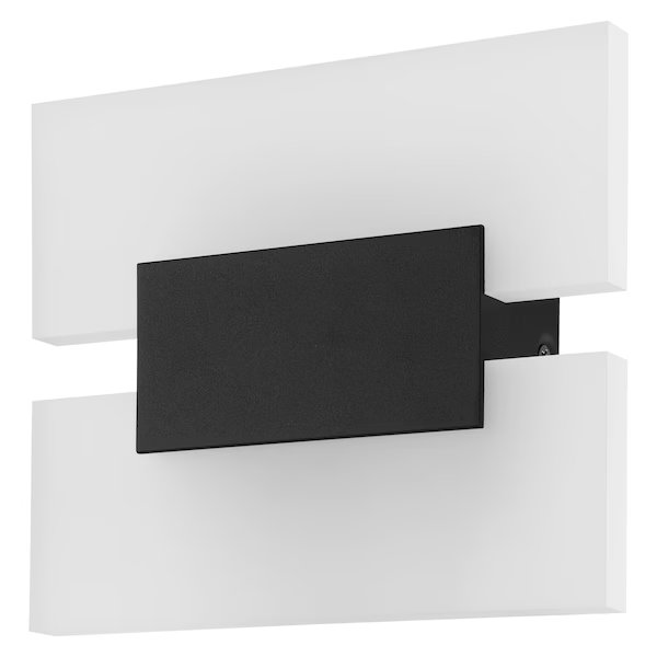 2 Lights Led Wall Light W/ Matte Black Finish & White Satin Glass