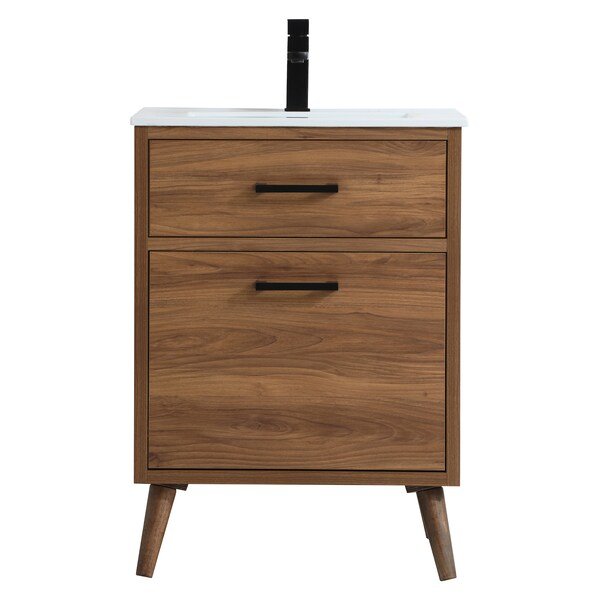 24 Inch Bathroom Vanity In Walnut Brown