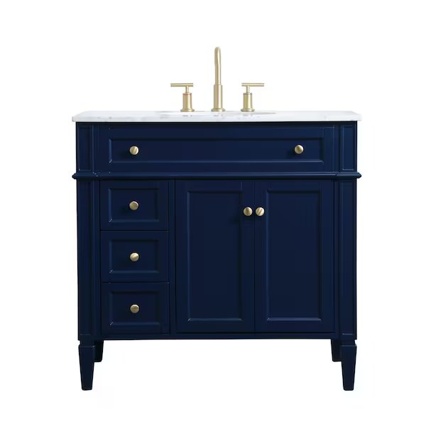 36 Inch Single Bathroom Vanity In Blue, 714672