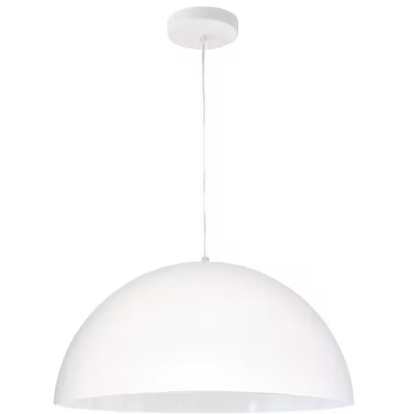 1 Light Incandescent Small Dome Pendant, Matte White