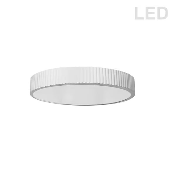 30W Led Flush Mount, Matte White With White Acrylic Diffuser