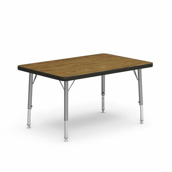 24 in. W X 36 in. L X 17-25 in. H, Medium Oak Top / Black Edge, Virco, Mfr#: 482436LO