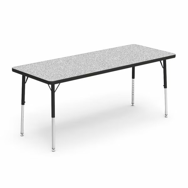 24 in. W X 60 in. L X 17-25 in. H, Grey Nebula Top / Black Edge, Virco, Mfr#: 482460LO